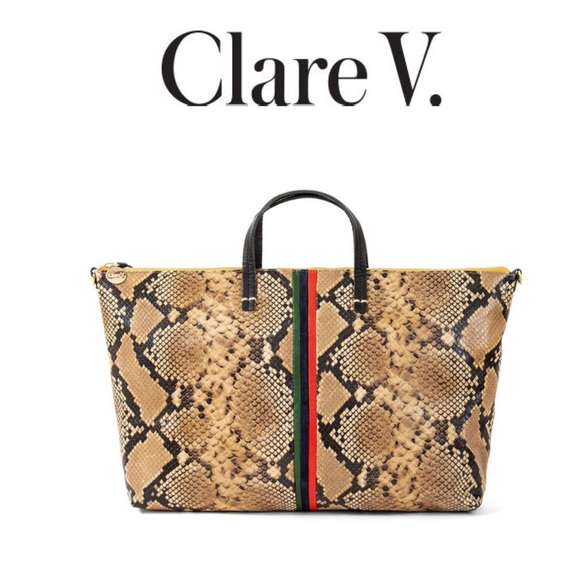 Clare V Handbags - Clare V. Attaché Snake Embossed Goatskin Tote